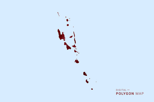 Vanuatu Map - Low poly polygon map in deep red gradient on light blue background, modern minimal geometric design, vector illustration with faceted triangulated style.