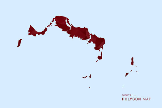 Turks and Caicos Islands Map - Low poly polygon map in deep red gradient on light blue background, modern minimal geometric design, vector illustration with faceted triangulated style.