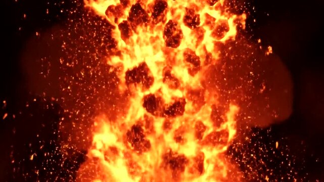 Flames Erupting in Dark Space.