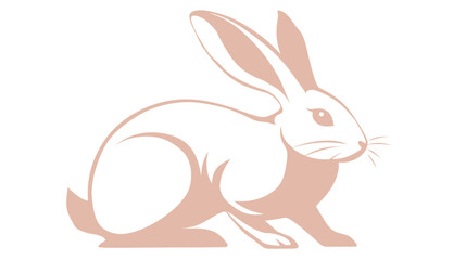 Obraz premium A simple, minimalist illustration of a rabbit in a seated position. It is rendered in a single color