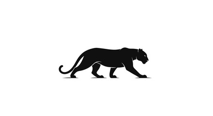 Black Panther Silhouette Walking Silhouette Isolated on White Background, Wild Animal © JSTYLO