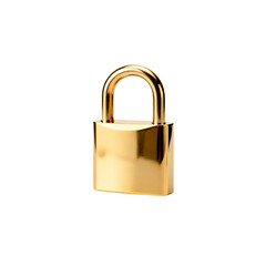 Naklejka premium 3D golden padlock isolated on white background, premium shiny gold metal lock icon for luxury security, financial protection, wealth safety and data privacy concept