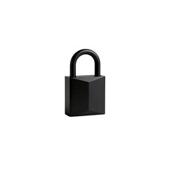 Fototapeta premium Matte black padlock isolated on white background, 3D modern geometric security lock icon for cyber safety, data protection and privacy symbol.