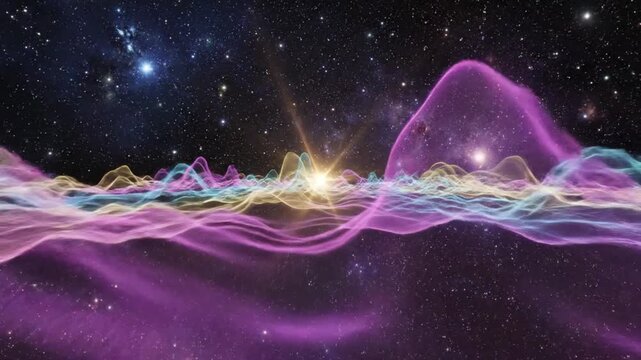 Abstract Cosmic Waves Nebula Energy, Galactic Soundscape, Universe Visualization