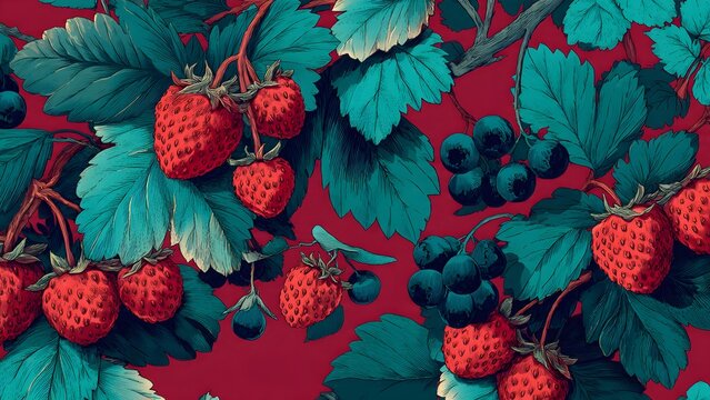 Red berries on branch bush and tree in garden nature summer ripe juicy fruit