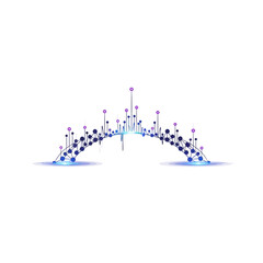 Fototapeta premium Abstract digital network bridge with rising data points illustrating technological connection and future growth in a minimal design