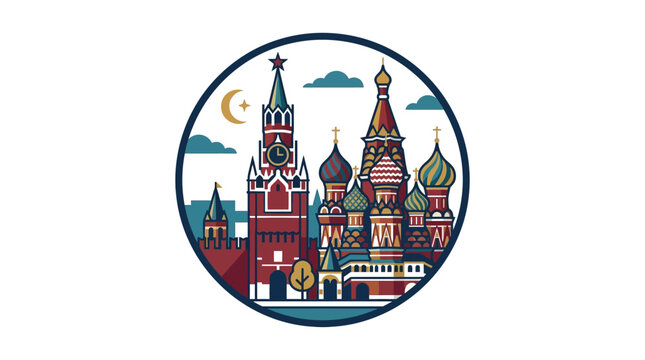 Moscow Skyline Inside Circle Design
