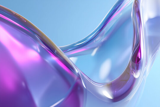 Futuristic glass abstract background with blue and magenta fluid shapes