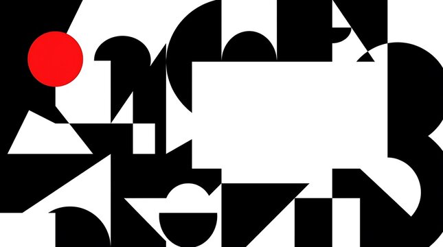 Abstract Geometric Bauhaus Style Pattern with Red Accent and Copy Space