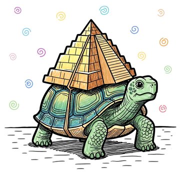 Turtle Carrying Egyptian Pyramid on its Back.