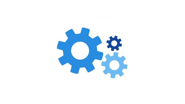 Rotating gear system icon animation clean mechanical process concept minimal UI design Prores Alpha Channel 4K 60fps
