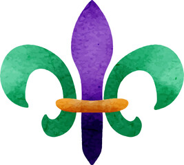 Mardi Gras Fleur de Lis Symbol Watercolor Style © nabilahcholila