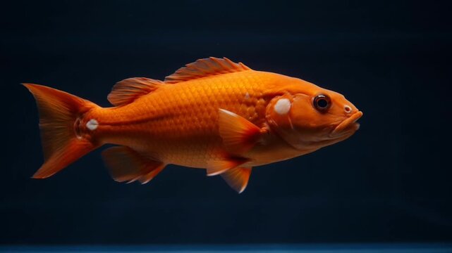 Orange fish swimming in dark water.
