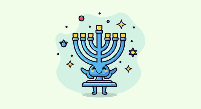 Hanukkah menorah celebration with candles and joy.