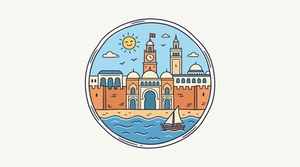 Tunisia Cityscape in a Circular Frame