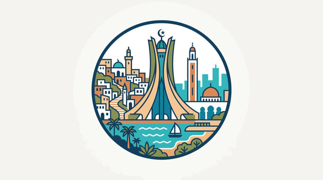 Algeria Landmark Logo Design in a Circle