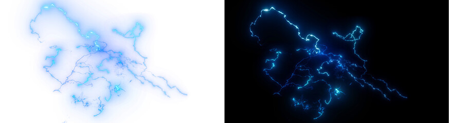 PNG image of A dynamic abstract electrical discharge with vibrant blue and cyan glowing energy, creating a plasma effect on transparent background. © MariaAlam