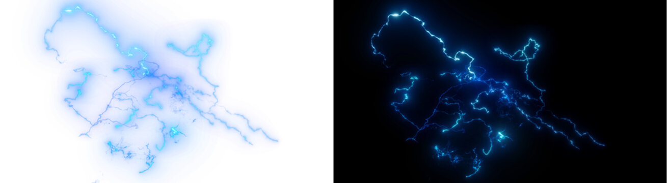 PNG image of&nbsp;A dynamic abstract electrical discharge with vibrant blue and cyan glowing energy, creating a plasma effect on transparent background.