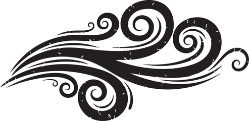 Fototapeta premium Black swirly abstract tattoo design on white background illustration