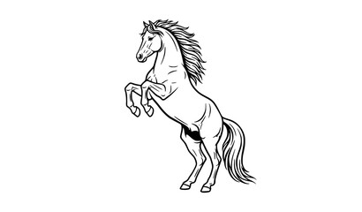 Rearing horse vector silhouette elegant stallion with flowing mane isolated design © MdSakib