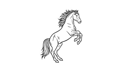 Elegant rearing horse outline vector with flowing mane equestrian design © MdSakib