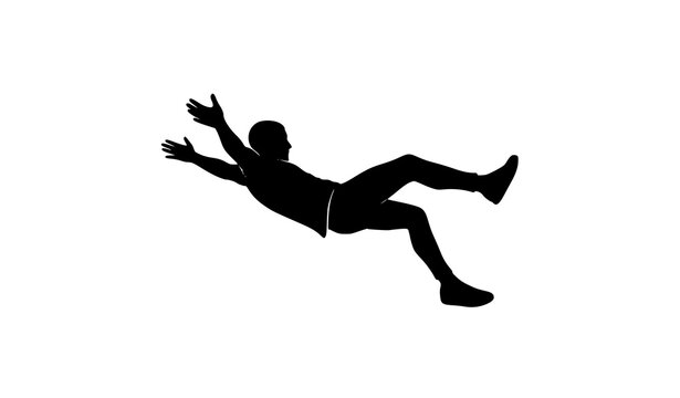 Silhouette of Falling Person Vector Illustration Representing Motion and Risk