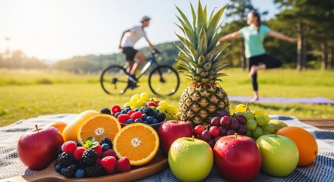 Fresh fruit arrangement outdoor lifestyle