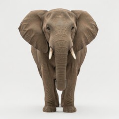 Obraz premium African Elephant 3D Rendering Isolated on White Background