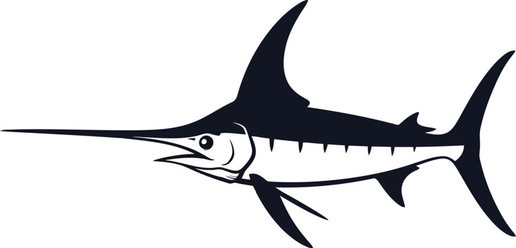 Swordfish Silhouette Icon for Fishing Sports and Marine Logo Design