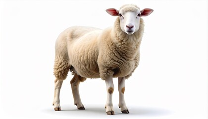 Fototapeta premium Sheep standing on white background.