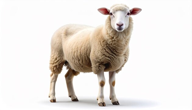 Sheep standing on white background.