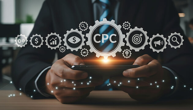 CPC Digital Marketing Optimization and Cost Per Click Advertising Analytics Concept