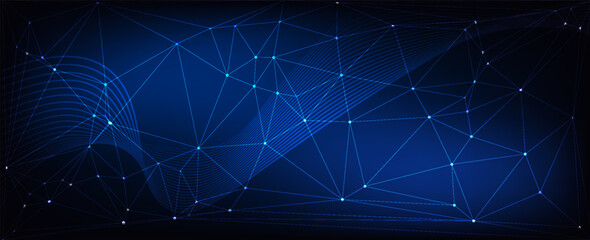 Digital Cyberspace Network Background with Blue Polygonal Mesh and Futuristic Technology Connection © Fahrus sinatria