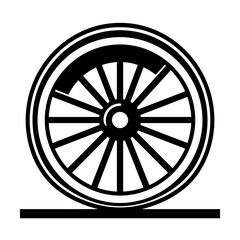 Fototapeta premium Train wheel on tracks black and white illustration