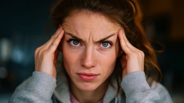 Expressing Frustration: A Person Displays Stress and Anxiety While Struggling with Emotional Turmoil in a Close-Up Shot