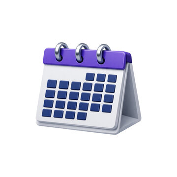 3d desktop calendar icon with purple header
