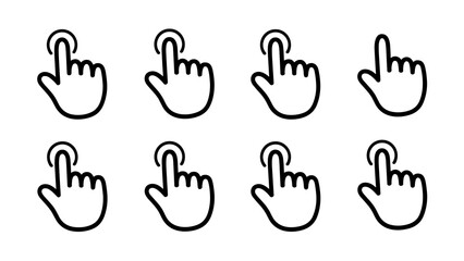 Obraz premium Hand Cursor Click Line Icon Set Pointer Gestures and Tap Symbols Collection