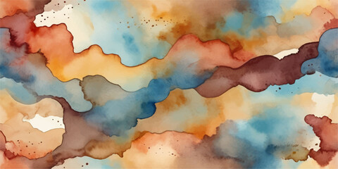 Obraz premium Abstract watercolor sky with clouds textured vintage art