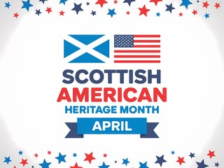 Obraz premium Scottish american heritage month celebration graphic with flags and stars