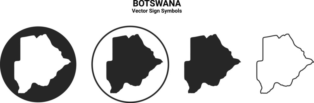 Botswana Map Icon Set Vector Minimal Silhouette