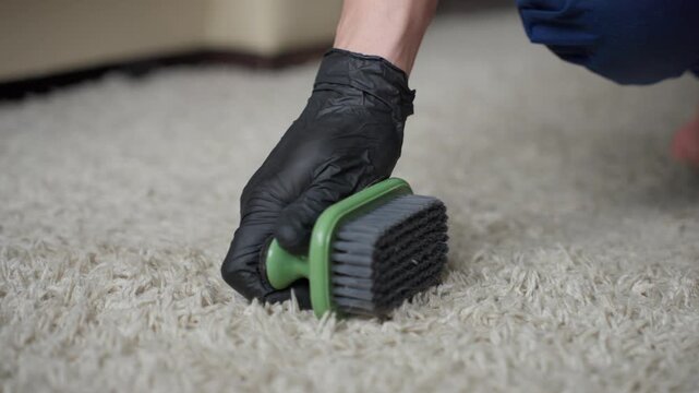 Precleaning Inspection. Professional Assessment Of Brush And Handle Before Stain Treatment Begins. Meticulous Examination Of Bristles And Handle As Part Of Cleaning Preparation Process