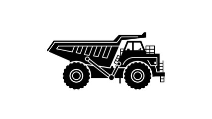 Heavy duty mining dump truck icon, industrial hauler vector illustration isolated on white background. © Hafiz