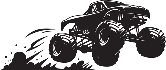 Monster Truck Silhouette Off Road Vehicle Big Tires Vector Illustration © Usman AI