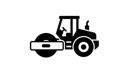 Naklejka premium Road roller construction vehicle solid black icon vector.