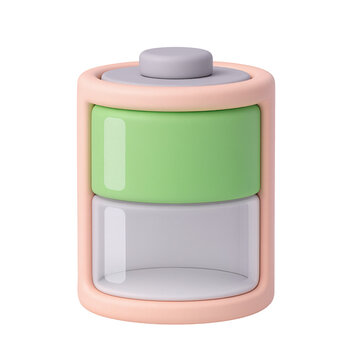 Simple battery icon isolated on transparent background showing charge level with soft colors