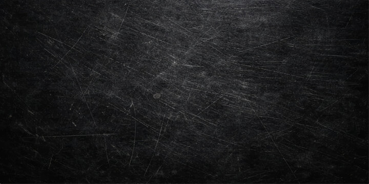A dark grunge black paper background with a rough vintage texture and weathered grey surface creates a blank chalkboard pattern for a high-quality material backdrop
