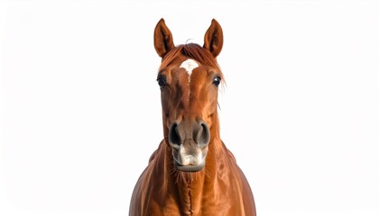 Fototapeta premium Brown Horse Looking Straight Ahead.