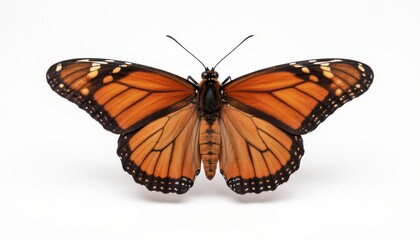 Obraz premium Monarch Butterfly Isolated on White Background with Wings Open