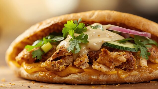 Focused shot of sabich pita sandwich