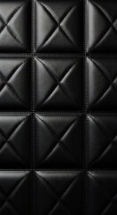 Fototapeta premium Black Quilted Upholstery Texture Seamless Pattern Background.